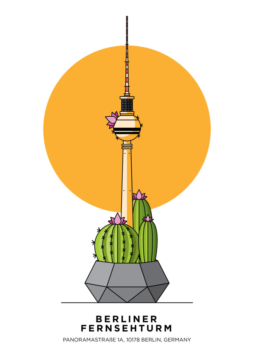 Fernsehturm, Alexanderplatz, KulaBerlin, Cactus, Sukkulent, Illustration