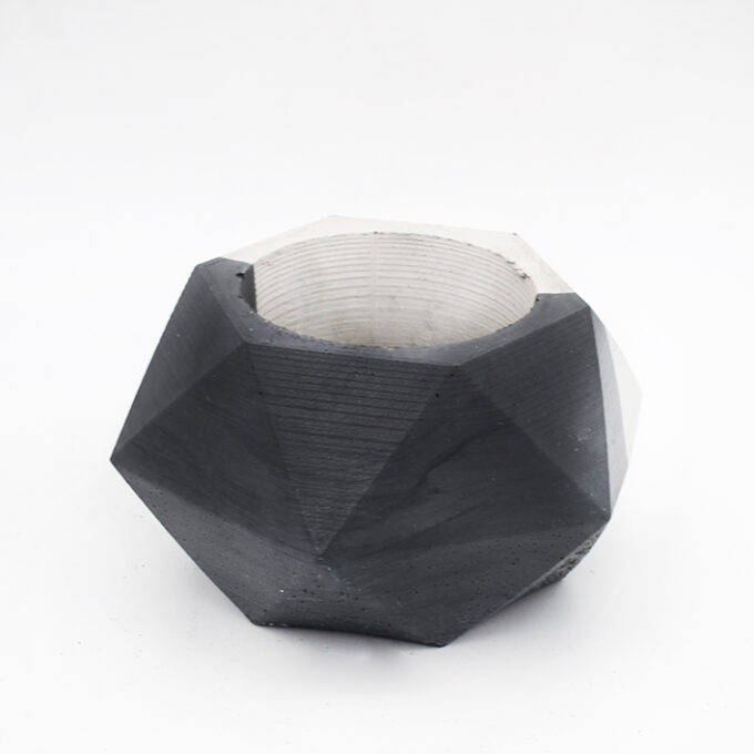 Planter pot Lissabon Rua do Carmo, bicolor black and white. Hexagone shape handmade in Berlin by Kula.