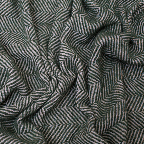 Green and white color plaid herringbone pattern, 100% cotton.