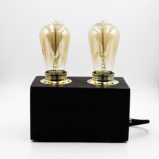 RADIO LAMP BLACK EDISON made with concret, two bulbs and a dimming button.