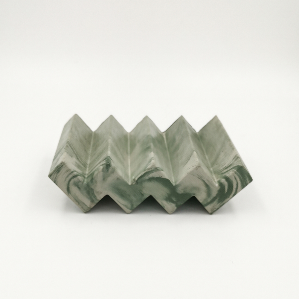 Soap Bar TOULOUSE Rue de la jeunesse marble white and green chevron shape handmade in Berlin with porcelain clay.