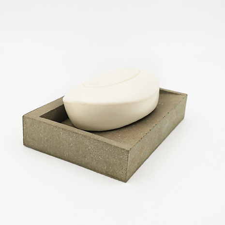 Soap dish Paris rue des Lombards grey color, rectangle base and triangular prisme to drain water, handmade in Berlin with porcelain clay.
