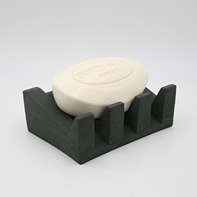 Soap dish MARSEILLE Rue Lamartine grey color rectangle base and drain for water, handmade in Berlin with porcelain clay.