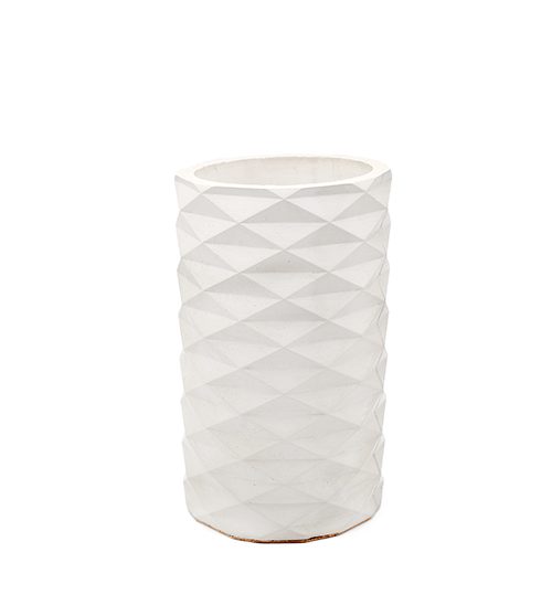 Cooler bucket and vase Granviller blanc, minimalist triangle details, handmade with concrete in Berlin.