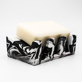 Soapdish MARSEILLE Rue de Lodi marble black and white handmade in Berlin with porcelain clay.