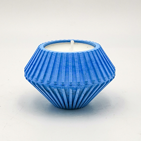 Minimalist design Tea light Candle holder TREVI Via Flaminia, hexagonal shape and white color.