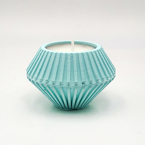 Minimalist design Tea light Candle holder TREVI Via Faustana, hexagonal shape and turquoise color.