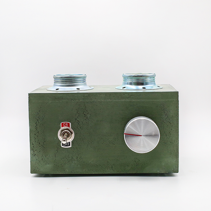 RADIO LAMP EDISION Green olive made with porcelaine clay, two bulbs and a silver dimming button.