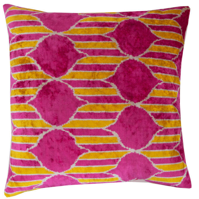 Handcrafted colorful velvet silk cushion - add luxury and color to your decor. Order now!