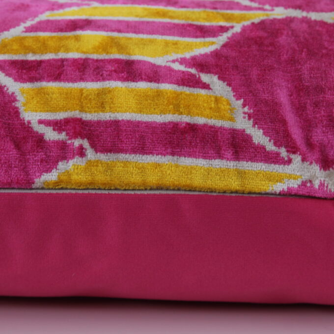 Handcrafted colorful velvet silk cushion - add luxury and color to your decor. Order now!