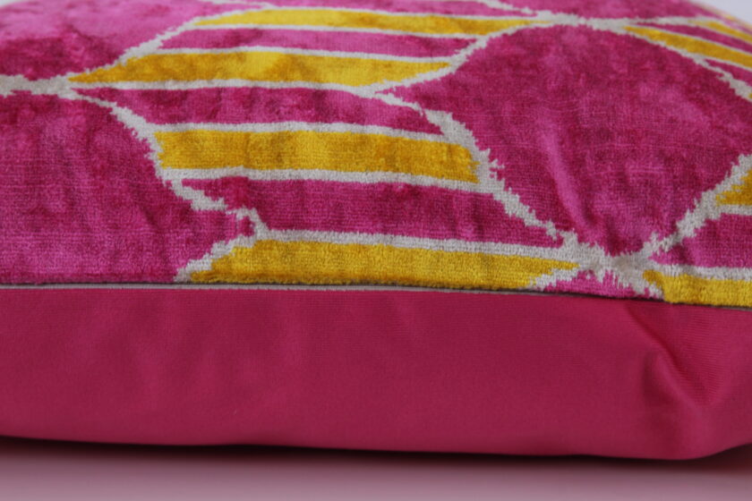 Handcrafted colorful velvet silk cushion - add luxury and color to your decor. Order now!