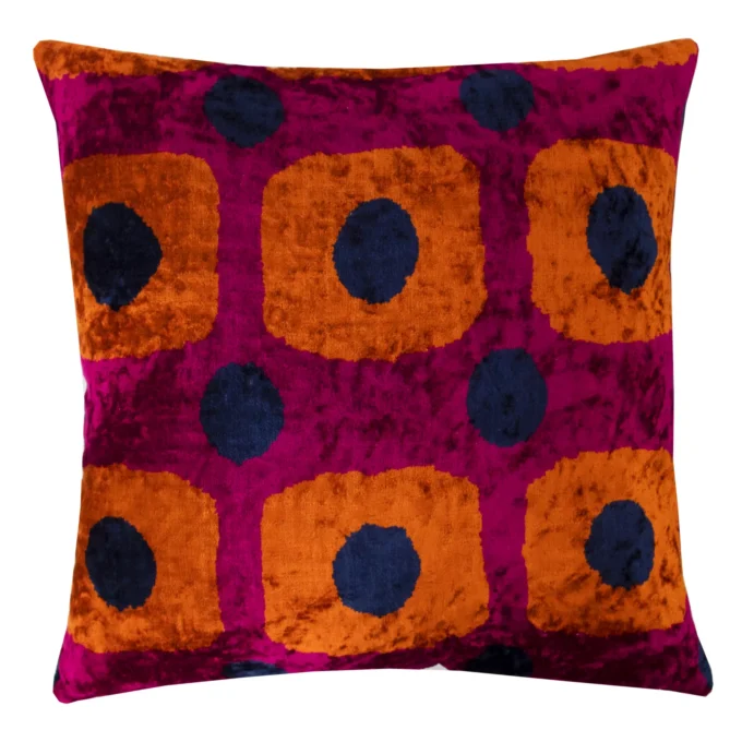 Handcrafted colorful velvet silk cushion - add luxury and color to your decor. Order now!