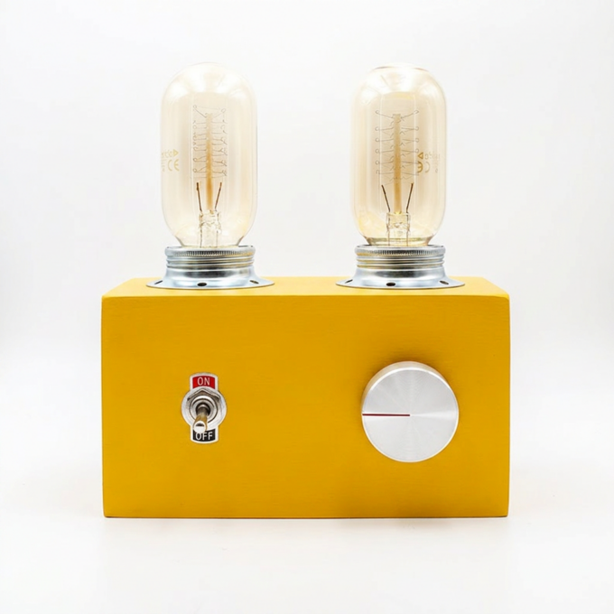 Lampada da tavolo vintage “SOLE” in stile radio – dimmerabile | luce notturna retrò